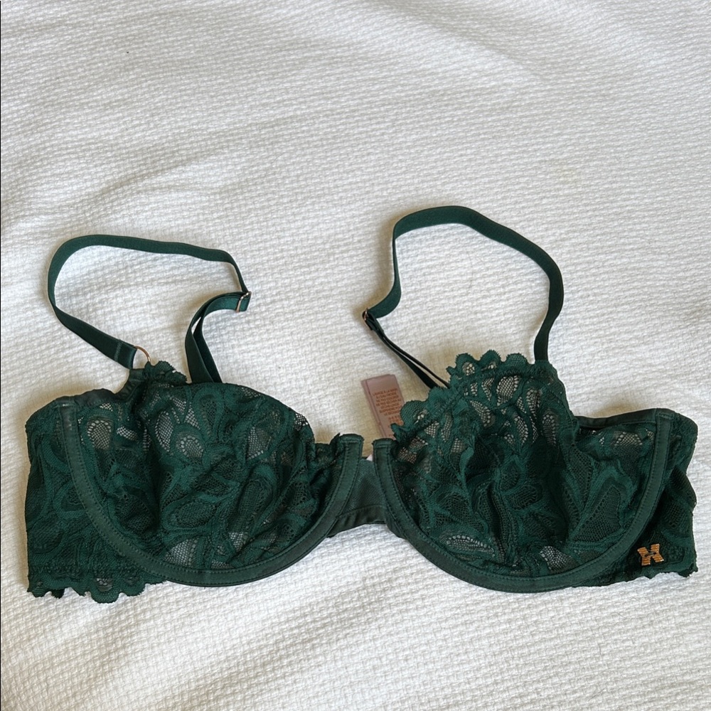 Savage X Fenty Dark Green Lace Underwire Bra - Women's Intimates